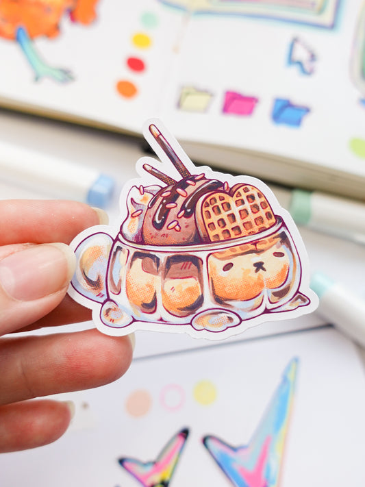 Bunny dessert sticker - matt