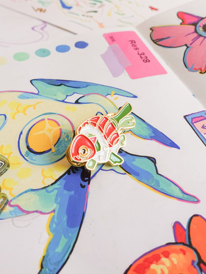 Sushi fish pin + free sticker