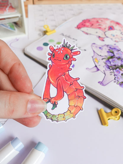 Tomatoe axolotl seahorse sticker - matt