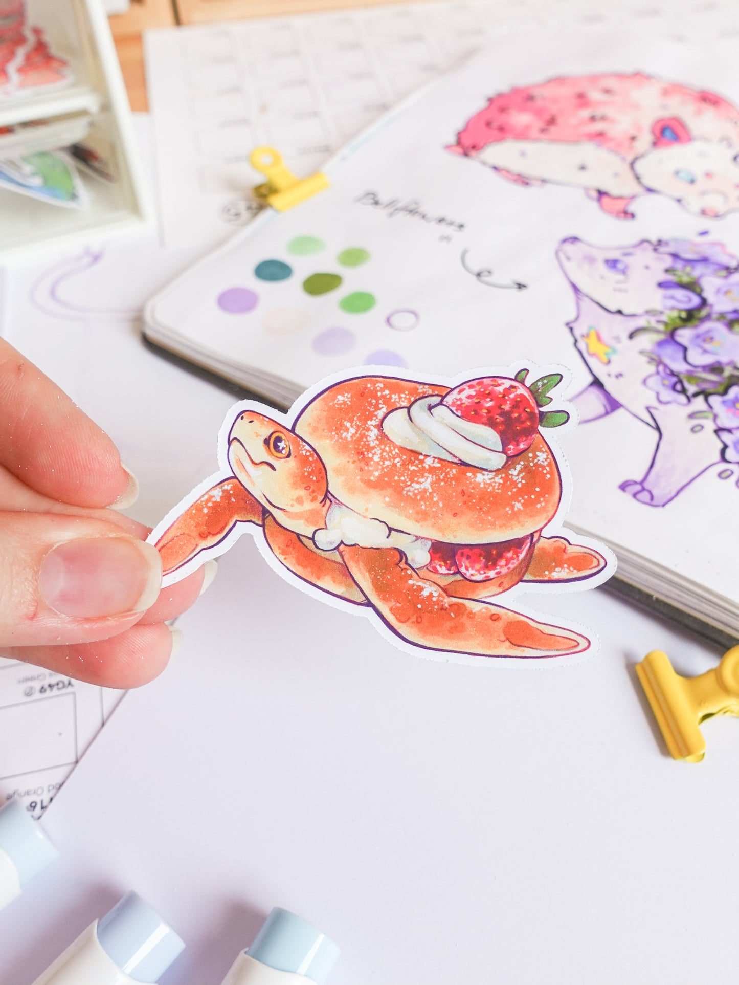 Sweet bagel turtle sticker - matt