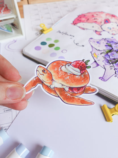 Sweet bagel turtle sticker - matt