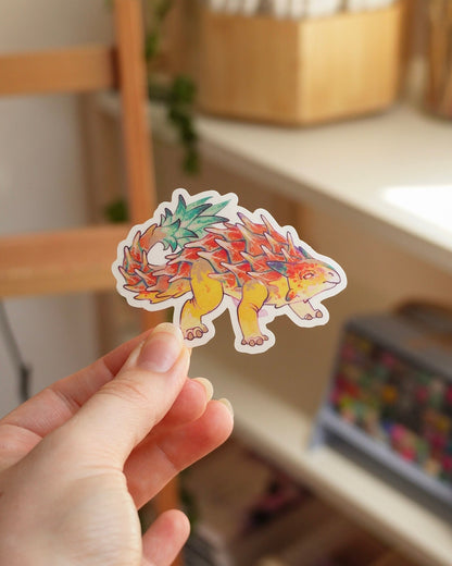Pineapple dino sticker - vinyl, clear