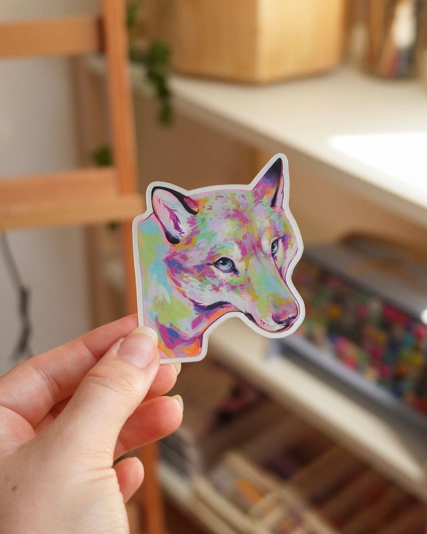 Color wolf sticker - vinyl, metalic