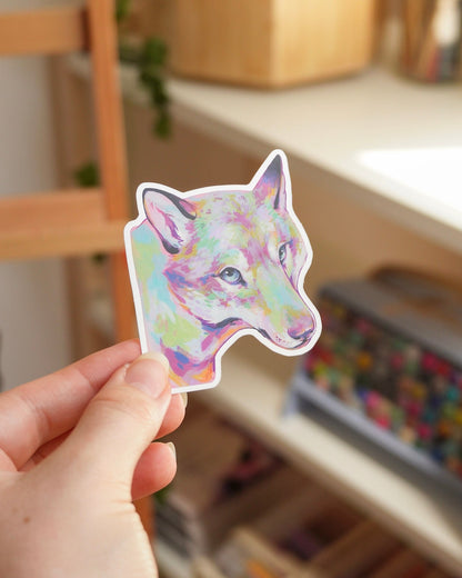 Color wolf sticker - vinyl, metalic