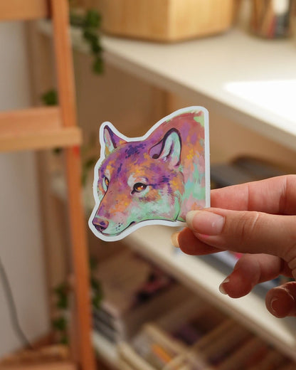 Copper wolf sticker - vinyl, metalic