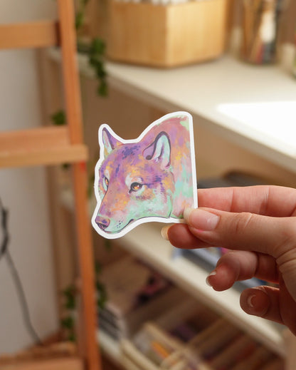 Copper wolf sticker - vinyl, metalic