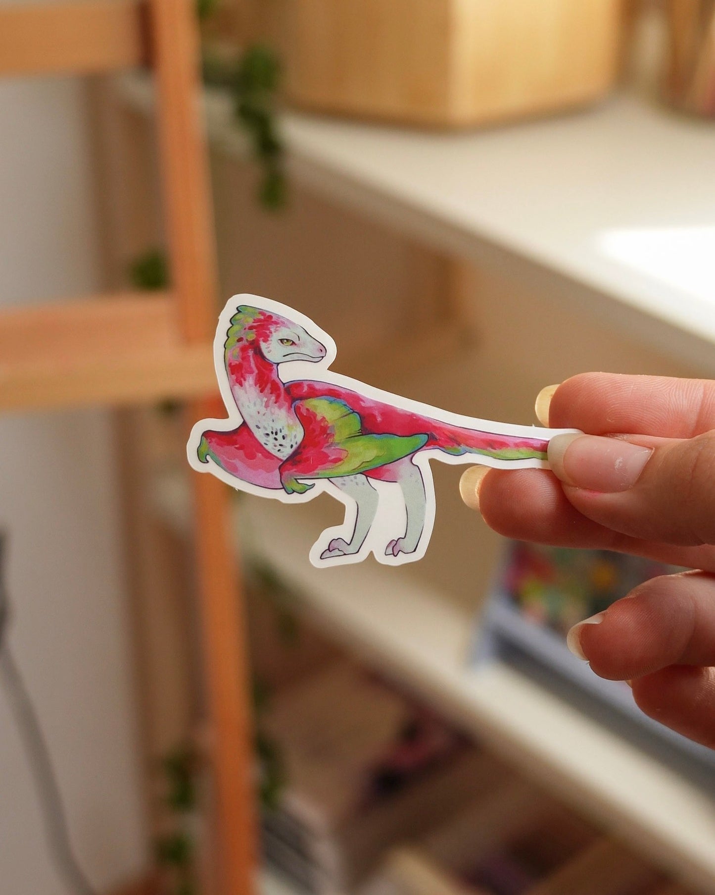 Dragonfruit dino sticker - vinyl, clear