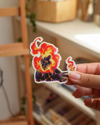 Fire lion sticker - vinyl, clear