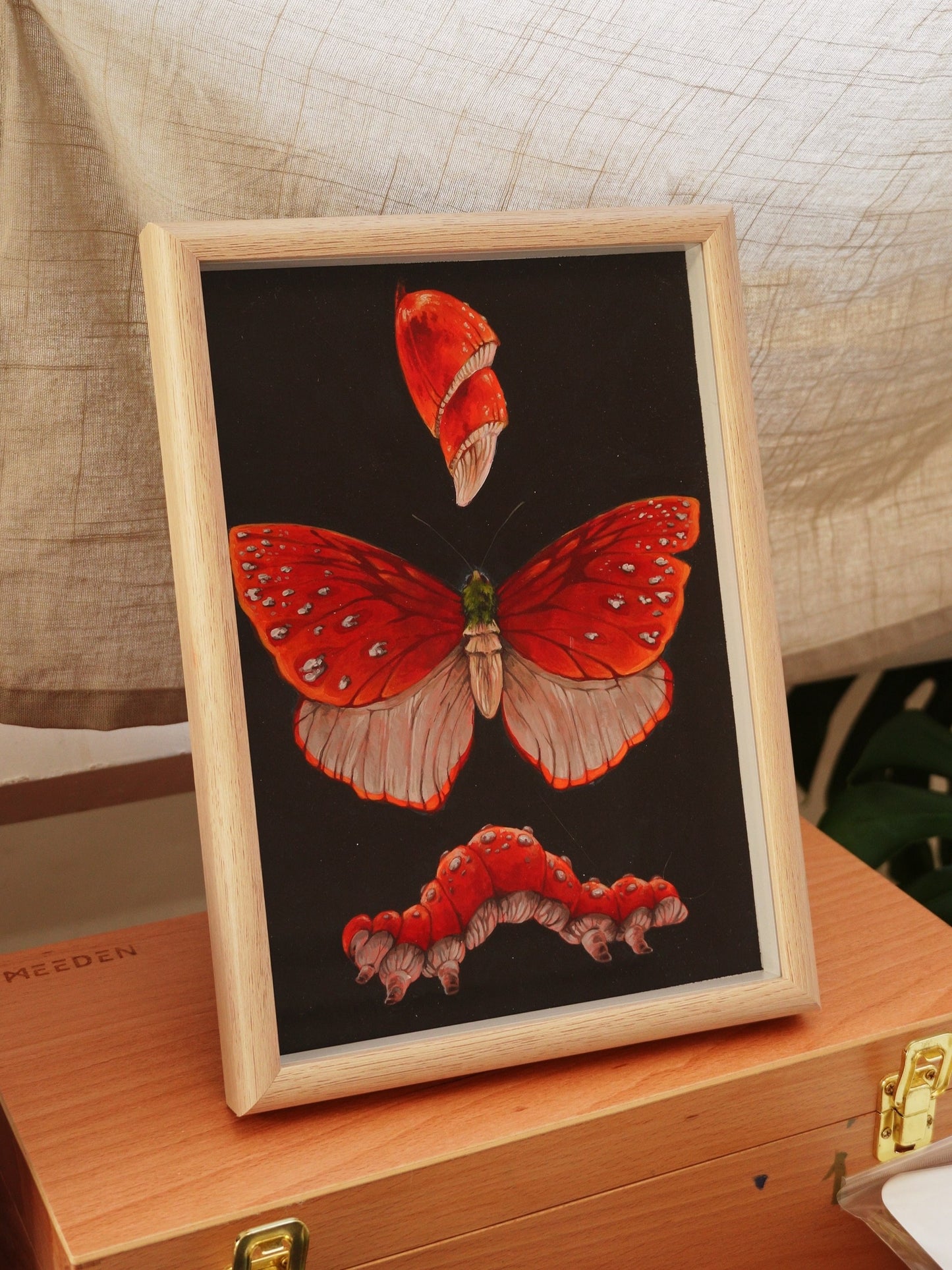''Mushroom metamorphosis'' Original painting, A4, acrylics