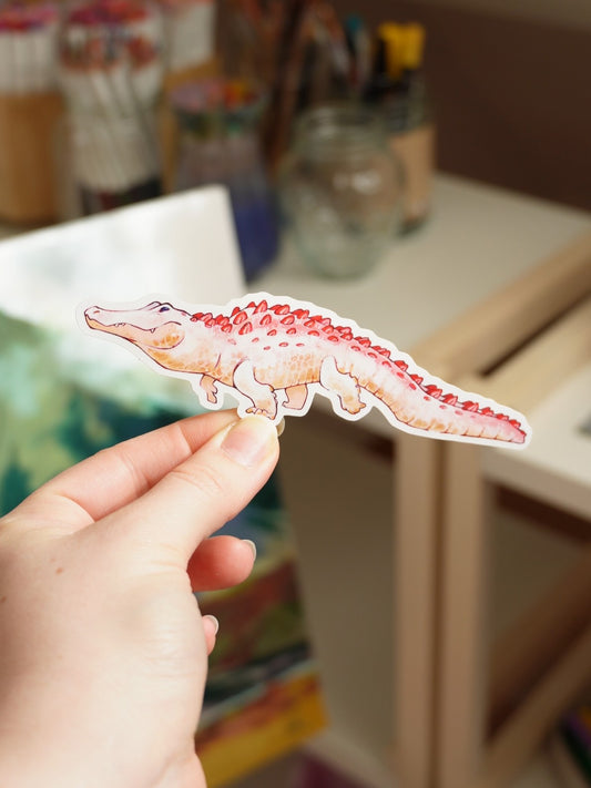 Strawberry alligator sticker - vinyl