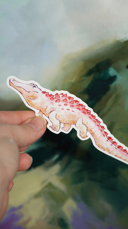 Strawberry alligator sticker - vinyl