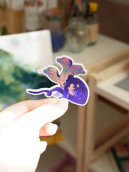 Three headed lizard sticker - vinyl, holographic