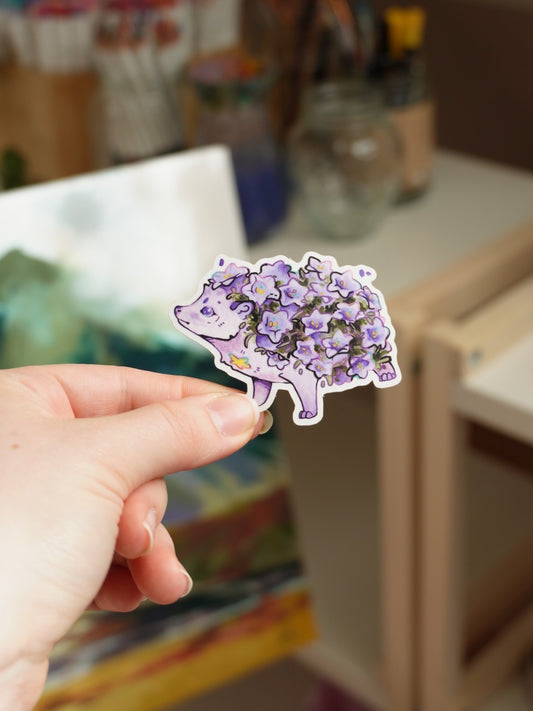 Flower hedgehog sticker - vinyl