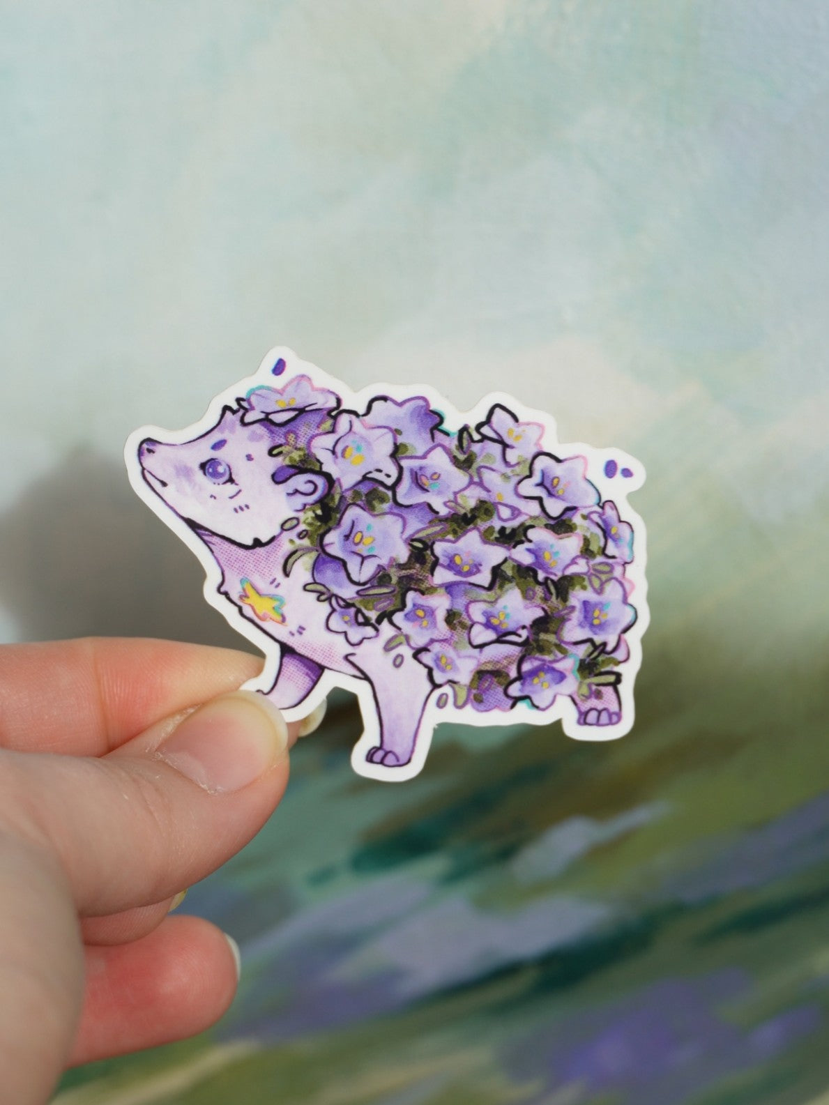 Flower hedgehog sticker - vinyl