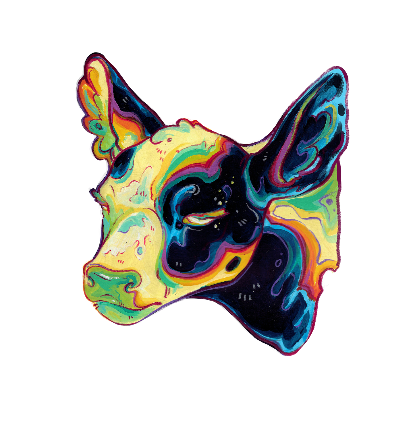 Rainbow cow sticker