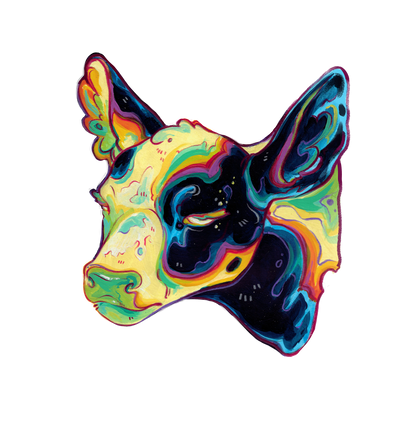 Rainbow cow sticker